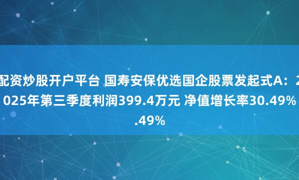 配资炒股开户平台 国寿安保优选国企股票发起式A：2025年第三季度利润399.4万元 净值增长率30.49%
